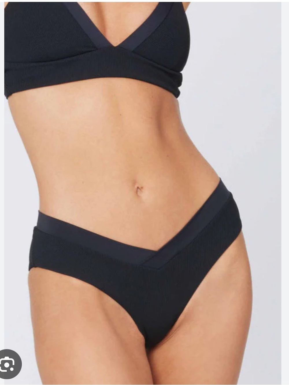 NWT Size S l*space Black V-Waist Pratt Ribbed Bikini Bottom